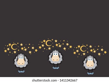 background with cartoon sheep and stars