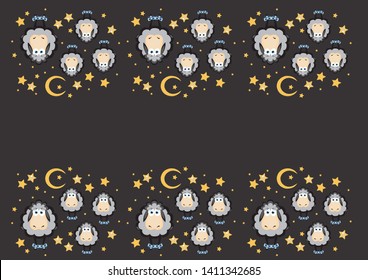 background with cartoon sheep and stars