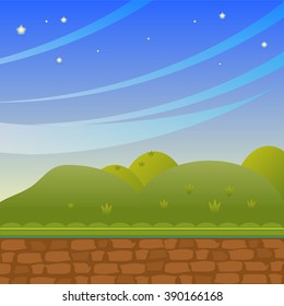 Background in cartoon style. Illustration: Cartoon Style. Nature Topic. Scene / Wallpaper / Background Design