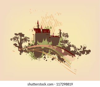 background with castle and trees