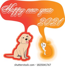 Background of Cat & Dog. new year 2021. 