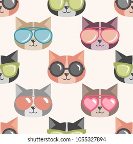 Background with cats with sunglasses