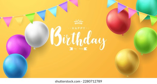 The background to celebrate your birthday is decorated with colorful balloons. vector illustration