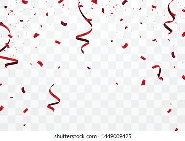 Background celebrated with the design of the scene Red confetti for various festivals