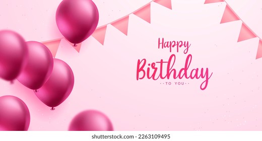 The background celebrates your birthday decorated with beautiful balloons. vector illustration