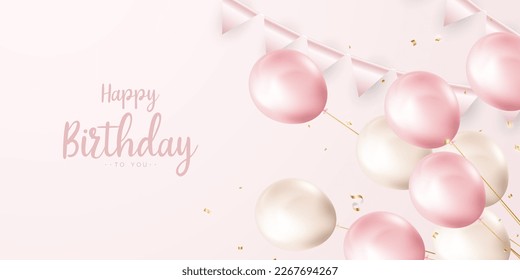 The background celebrates your birthday decorated with beautiful balloons. vector illustration