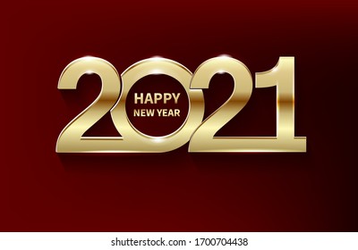 Background celebration 2021 New Year in present magic postal. 3D Festive design for Holiday Christmas decoration Vector template
