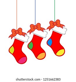 background celebration christmas, socks gift christmas decoration vector isolated