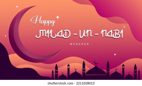 background of the celebration of the Prophet's birthday (Happy Milad un Nabi Mubarak) for Muslims around the world in October, mosque ornaments and stars