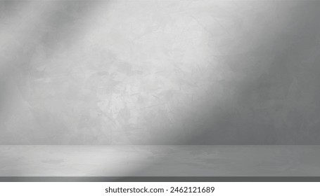 Background cement wall gray with dark grey shadow with empty space on marble floor.Minimal light on room concrete texture grunge pattern.Vector design 3d banner for construction of interior mockup 