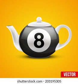 Background of Ceramic teapot in the form of billiard ball. Vector illustration.