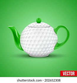 Background of Ceramic teapot in the form of golf ball. Vector illustration.