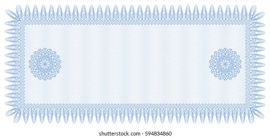 Background for certificate, currency and diplomas. Blue template. Place for your text. Format: in width (DL). Vector - Eps 10.