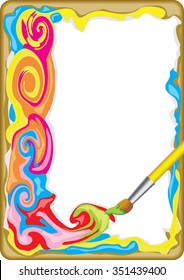 Background for the certificate with a picture of mixed colors and brush