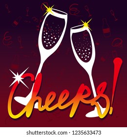 Background with champagne wine glasses