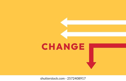 Background change concept. Minimalist stile red arrow changing direction and white ones. New idea, changer, trend, courage, creative solution,business, innovation and unique way concept