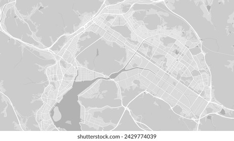 Background Changwon map, South Korea, white and light grey city poster. Vector map with roads and water. Widescreen proportion, digital flat design roadmap.