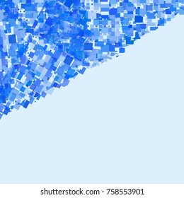 
Background of chaotically scattered squares in a corner of different sizes in a vector