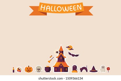background of characters Halloween theme. flat vector illustration