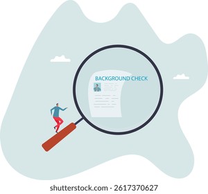 Background check for employment or recruitment, criminal or drug check on candidate or employee, work experience or career history .character for design.