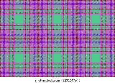 Background check fabric. Seamless pattern textile. Plaid vector texture tartan in purple and red colors.