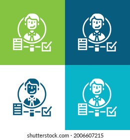 Background Check Flat four color minimal icon set