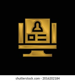 Background Check gold plated metalic icon or logo vector