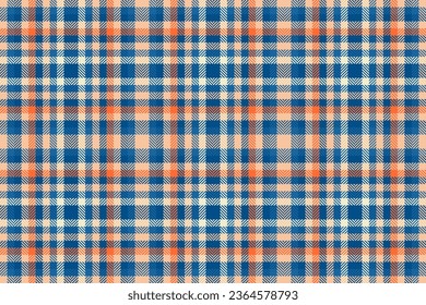 Hintergrundkontrolle nahtlos von Textil-Textur-Vektorgrafik mit Tartan Muster Gewebe in türkisen und orangefarbenen Farben.
