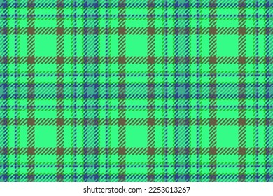 Hintergrundkontrolle von Textilien. Plaid-Muster-Gewebe. Tartan Vektorstruktur nahtlos in Blau und Grün.