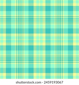 Background check vector of pattern seamless texture with a plaid fabric textile tartan in teal and green colors.