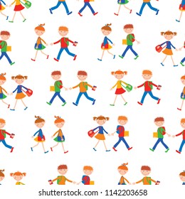 Background of cheerful school children going to school