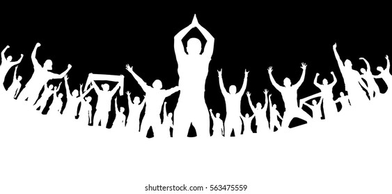 Background with cheering people