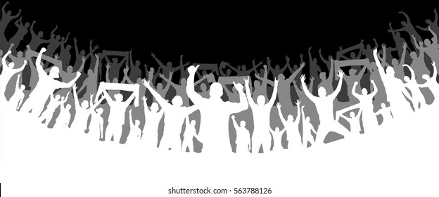 Background with cheering people