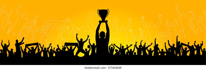 Background with cheering people 