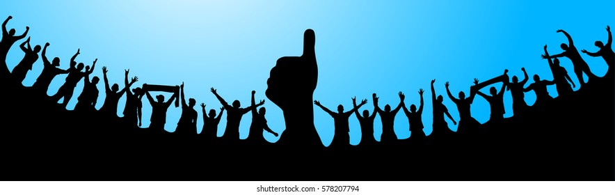 Background with cheering people