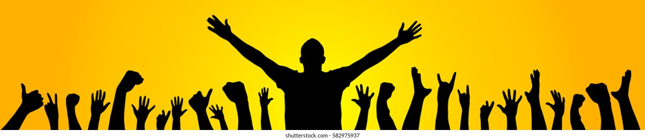 Background with cheering people 