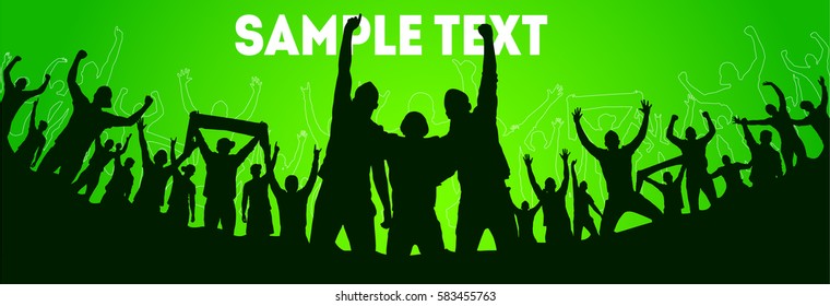 Background with cheering people. 