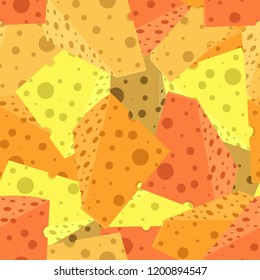 Background of cheese with holes. Vector illustration cheese seamless pattern.