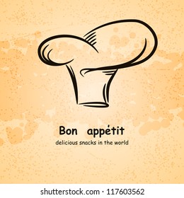 Background with chef hat for restaurant