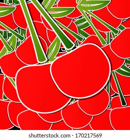 Background from cherries with an arrow by organic food