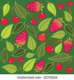 background with cherries and strawberries