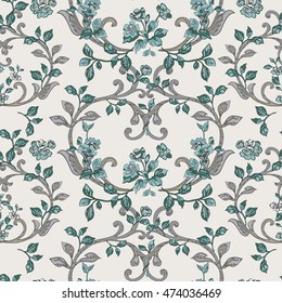 background with cherry and Baroque swirls