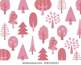 Background of cherry blossom trees of various shapes