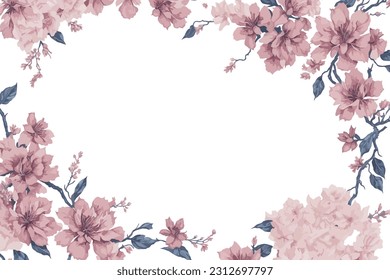 Flores de cerezo de fondo Flor color de agua rosada con espacio blanco para el ornamento de la invitación a la boda.