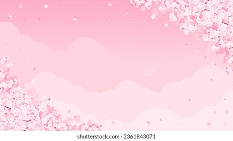 background of cherry blossoms and pink clouds