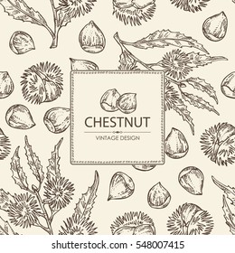 Background with chestnut . hand drawn.