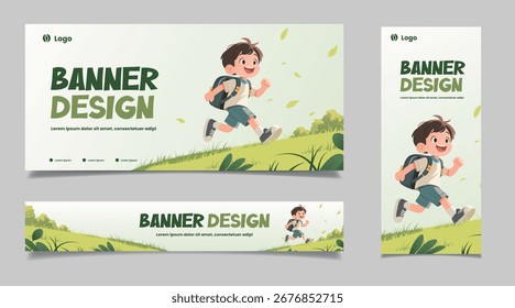 background of a child going to school banner