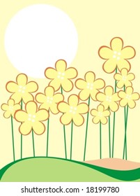 background with childlike flowers and copy space
