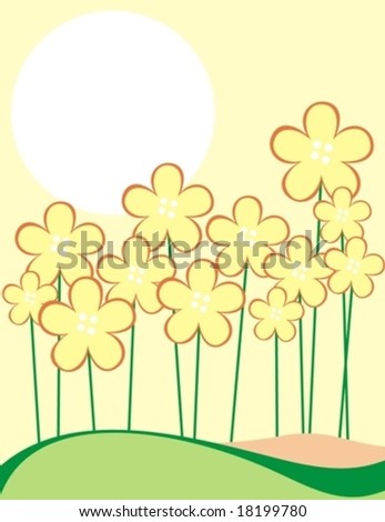 background with childlike flowers and copy space