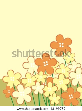 background with childlike flowers and copy space